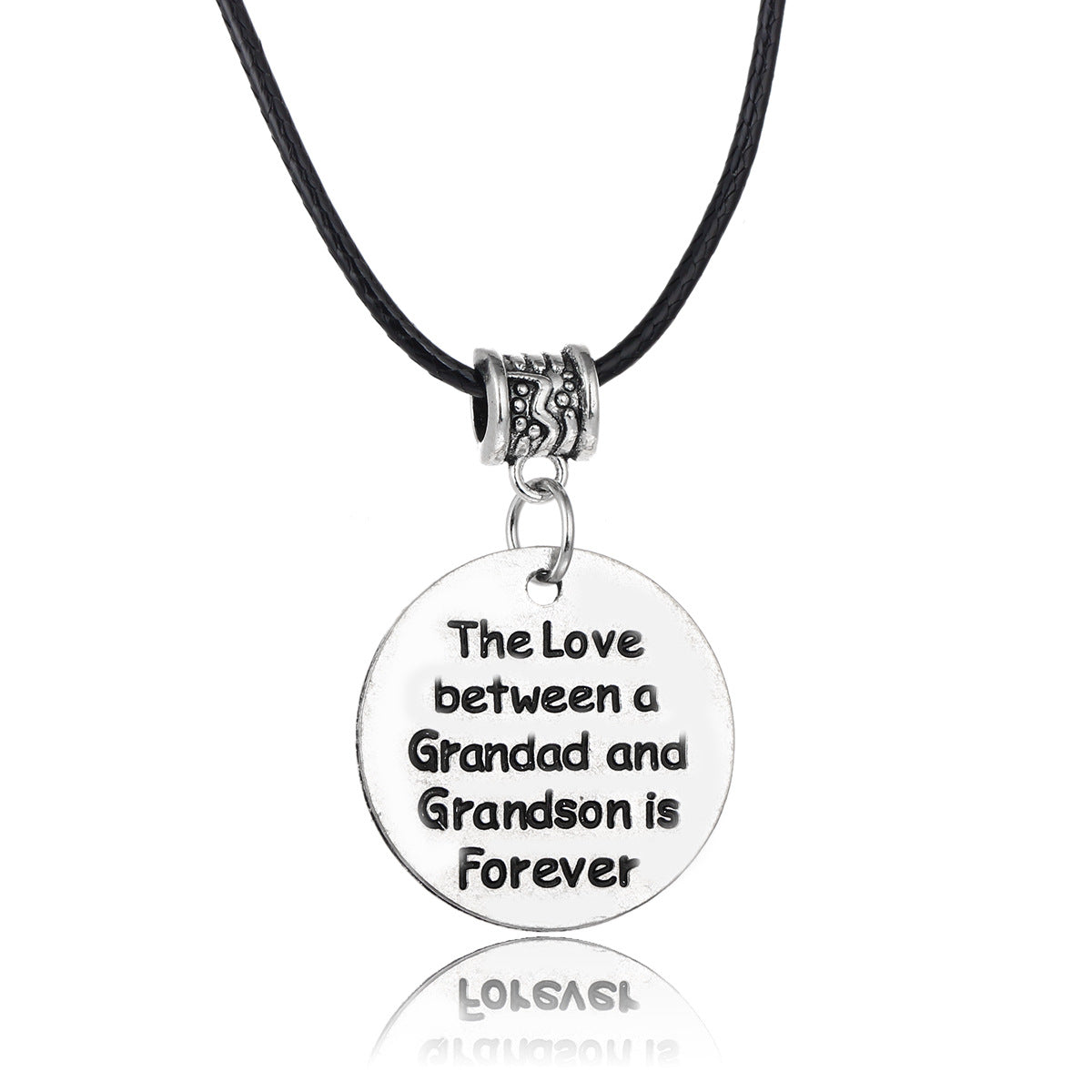 Wholesale Gothic Home Warmth Series English Engraved Pendant Leather Rope Necklace